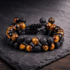 Комплект от 2 броя гривни Тигрово око и Лава Strength and Focus